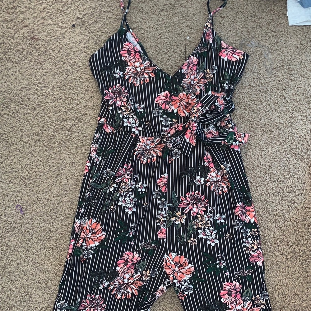 Floral striped romper